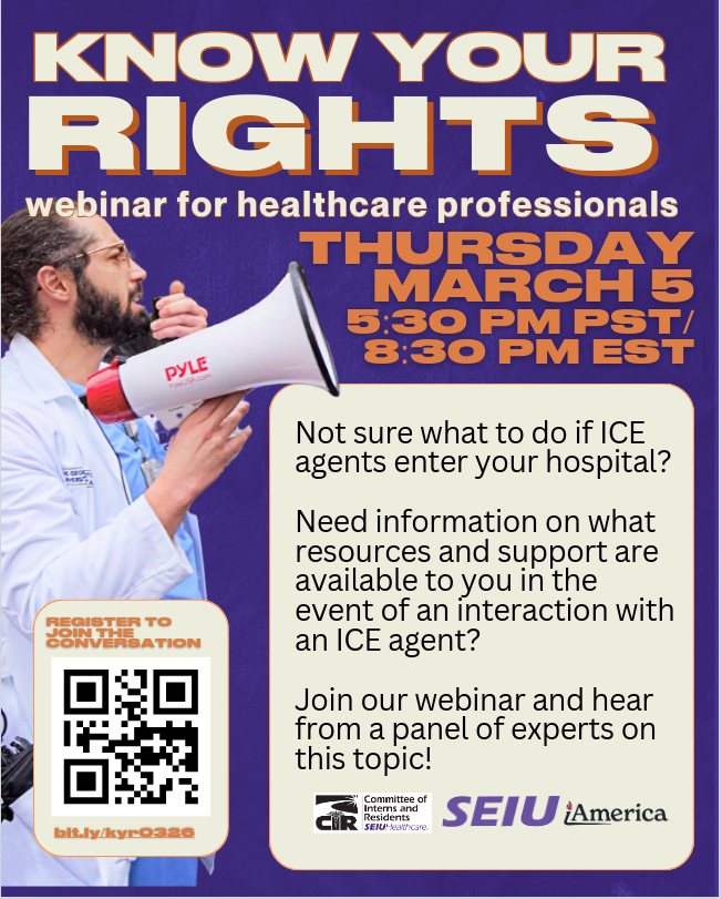 Know your rights webinar March 5: what to do if ICE enters your hospital